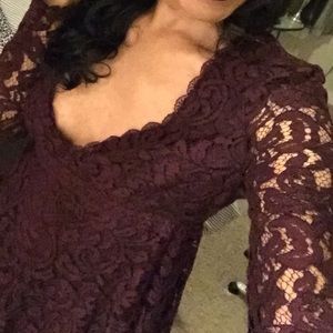 Burgundy lace baby doll dress